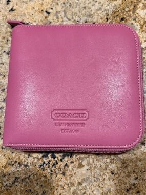 Coach Pink Zip-Around Leather CD/DVD case